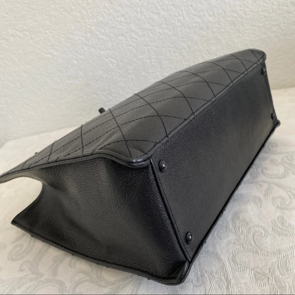 Chanel black quilted leather tote